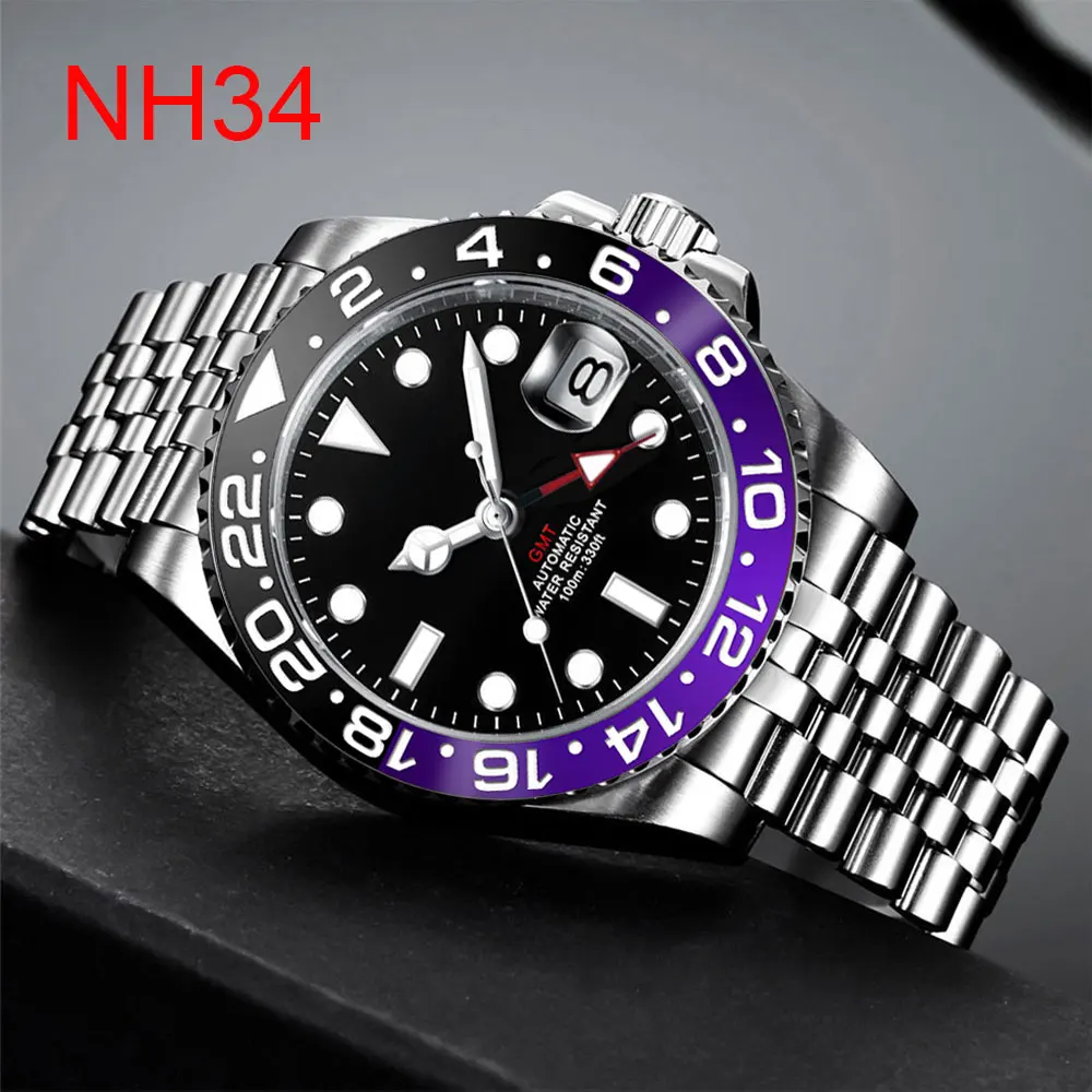 Corgeut New Luxury NH34 Mechanical Wristwatch Luminous GMT Watch Top Brand Sapphire Glass 10Bar Male Clock Reloj Hombre