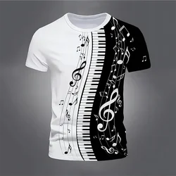 Piano Musical Note 3D Print Summer T-Shirts Streetwear Boys Grils Fashion Oversized Short Sleeve T Shirt Tees Tops Men Clothing