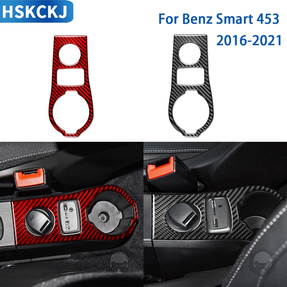 

For Benz Smart 453 2016 2017 2018 2019 2020 2021 Carbon Fiber Accessories Car Interior USB Charging Switch Panel Trim Stickers