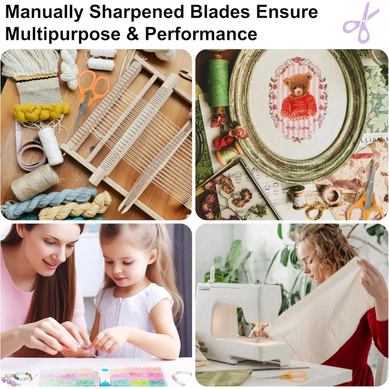 5/10 قطع مقص صغير متعدد الأغراض، مقص حرفي حاد من الفولاذ المقاوم للصدأ مع غطاء واقي، 3.5 بوصة #6