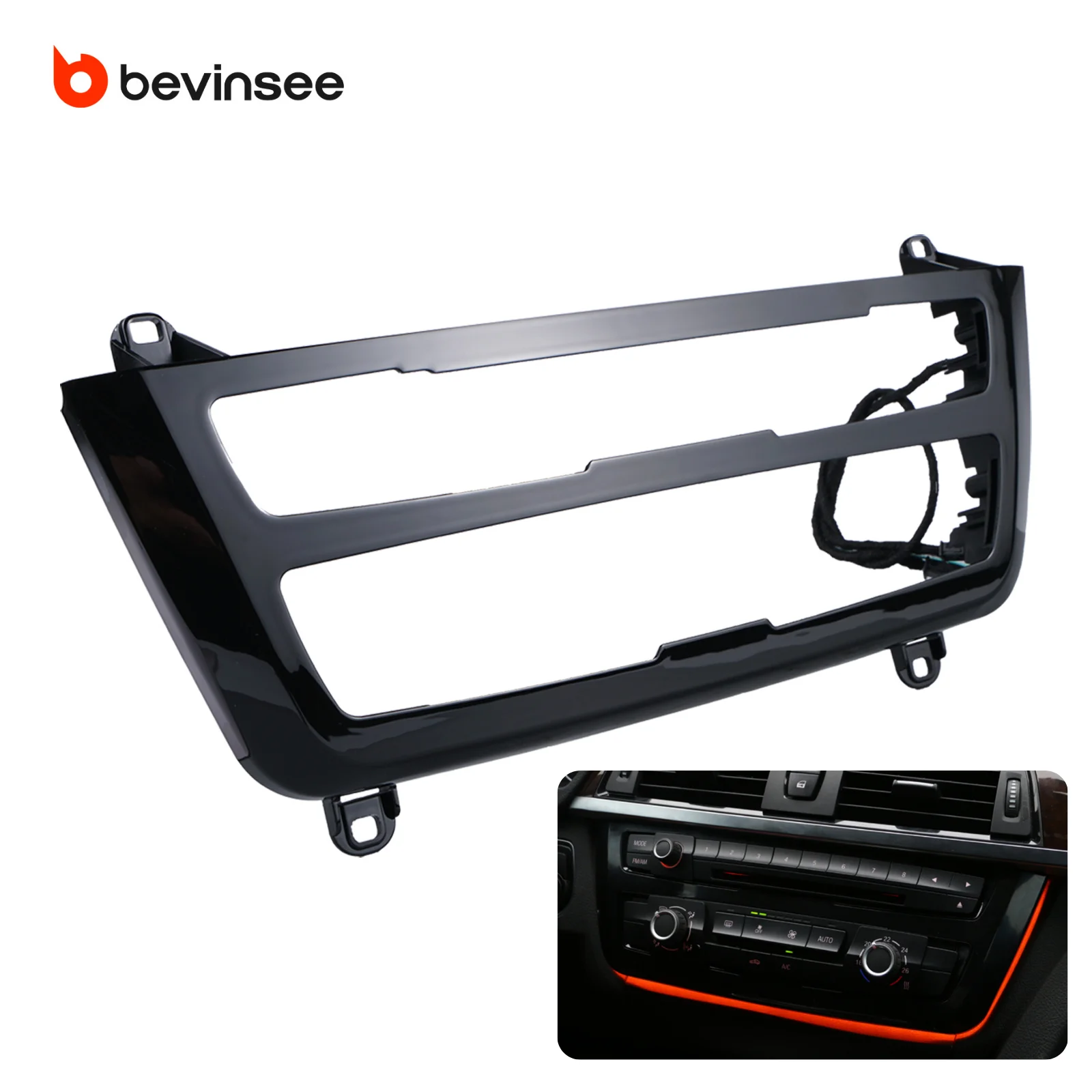 BEVINSEE Auto Dashboard AC Panel Radio Trim For BMW 3 Series F30 F31 F34 12-18 4 Series F32 F33 F36 13-20 M3 F80 M4 F82 F83
