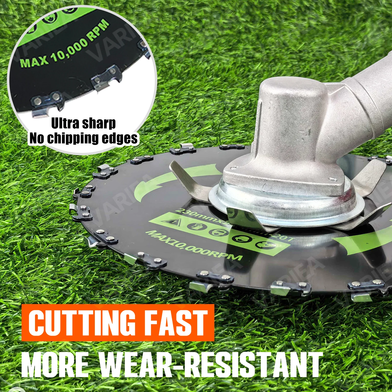VARIEA-9-inch 20T high-quality metal lawn mower trimming blade, durable lawn mower blade with strong stability, cutting hard wee