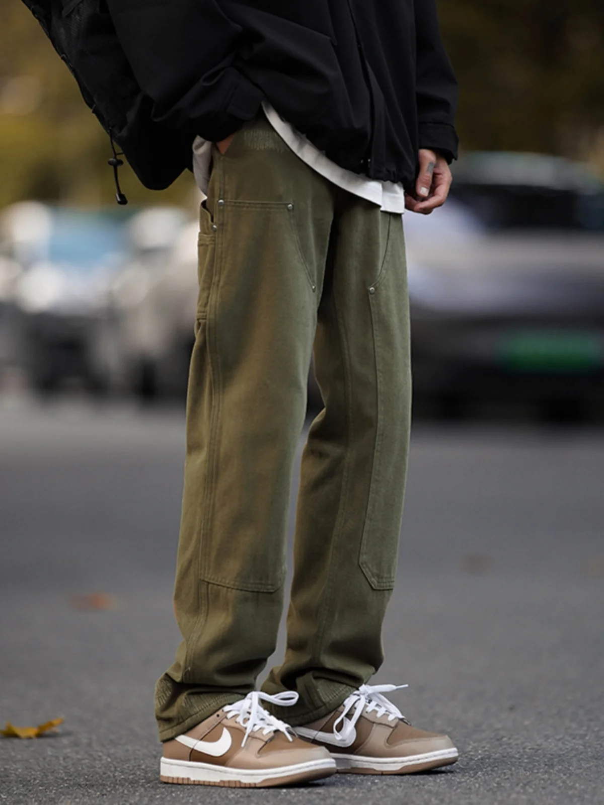 

Модные мужские рабочие брюки в стиле ретро, свободные прямые повседневные длинные брюки с широкими штанинами, удобные, осенние, модные