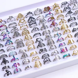 20Pcs/Lot Fashion Thread Cut Love Butterfly Stainless Steel Ring For Men Women Mixed Color Style Popular Jewelry Party Gifts