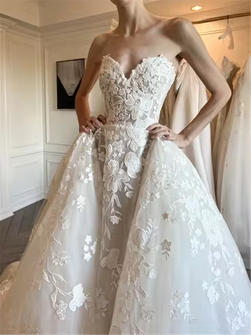 Vestido Novia 2 En 1 Desmontables 2024 Lace Wedding Dress Vestidos De Manga Larga Mas Vendidos Noiva Casamento Bridal Boda Civil