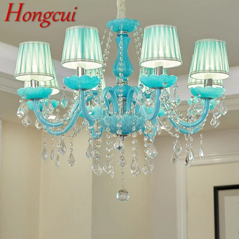 

Hongcui Blue Crystal Pendent Lamp Luxurious Candle Lamp Warm Living room and bedroom Children's Room Restaurant KTV Chandelier