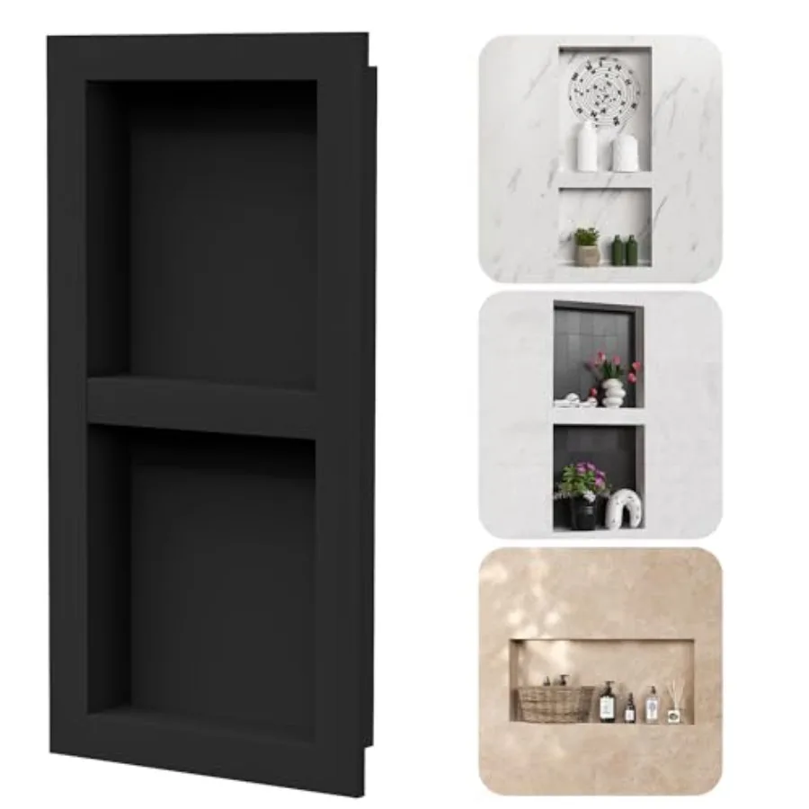 

2-Tier XPS Shower NicheInterior 12"X28" Bathroom Wall Niche Waterproof Recessed Wall Cabinet for Shower Wall Storage Cubby Read