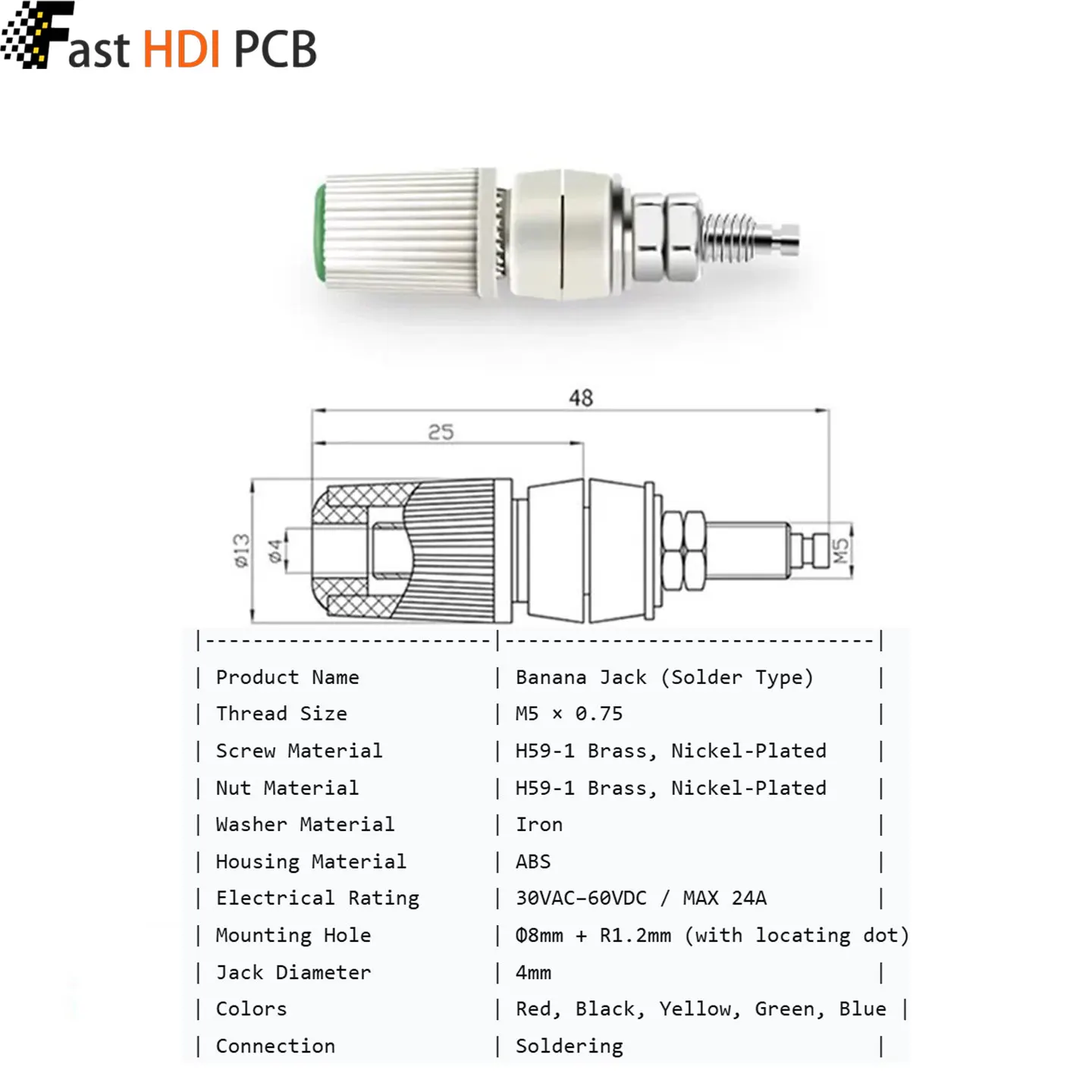 4mm Banana Jack Panel Mount 24A 60VDC Nickel Plated Brass with Anti-Rotation Positioning Hole for Speaker Amplifier Ground