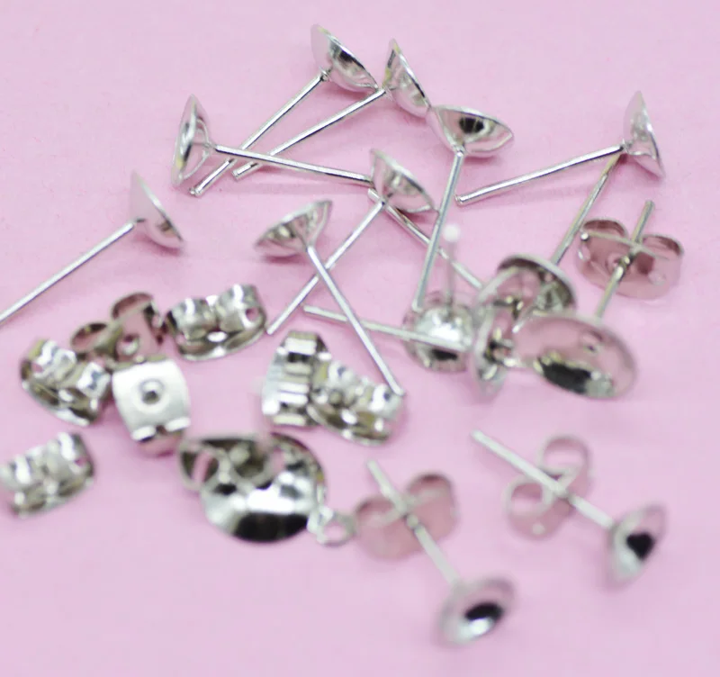 200pairs of DIY jewelry accessories ear pins earrings 6/8mm bowl pin cup pins earring accessories