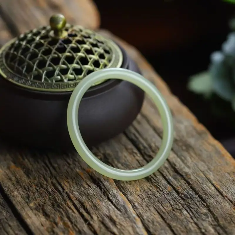 Natural Hotan Item, Qinghai Old Material, Jade, Women'S Round Bracelet