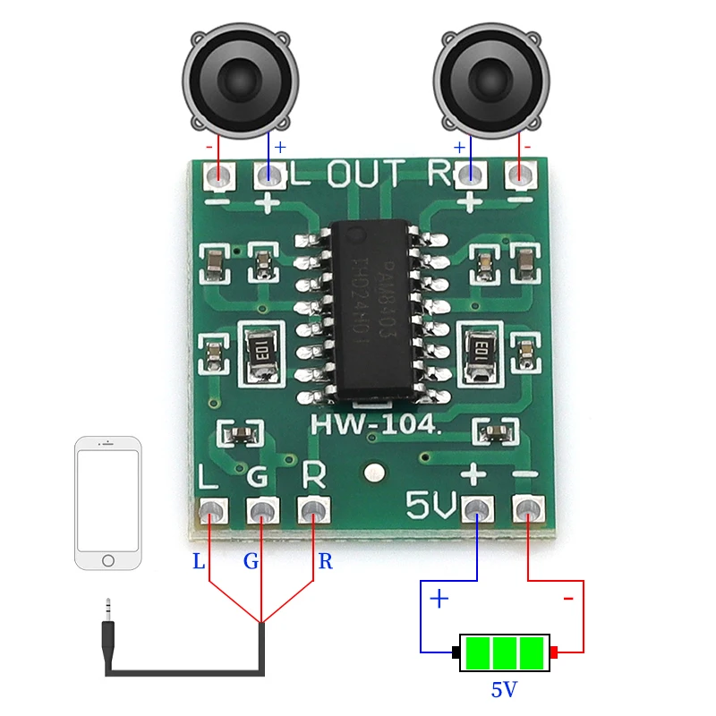 1-20Pcs PAM8403 Super Mini Digital Amplifier Board 2 * 3W Class D Digital 2.5V To 5V Power Amplifier Board Efficient