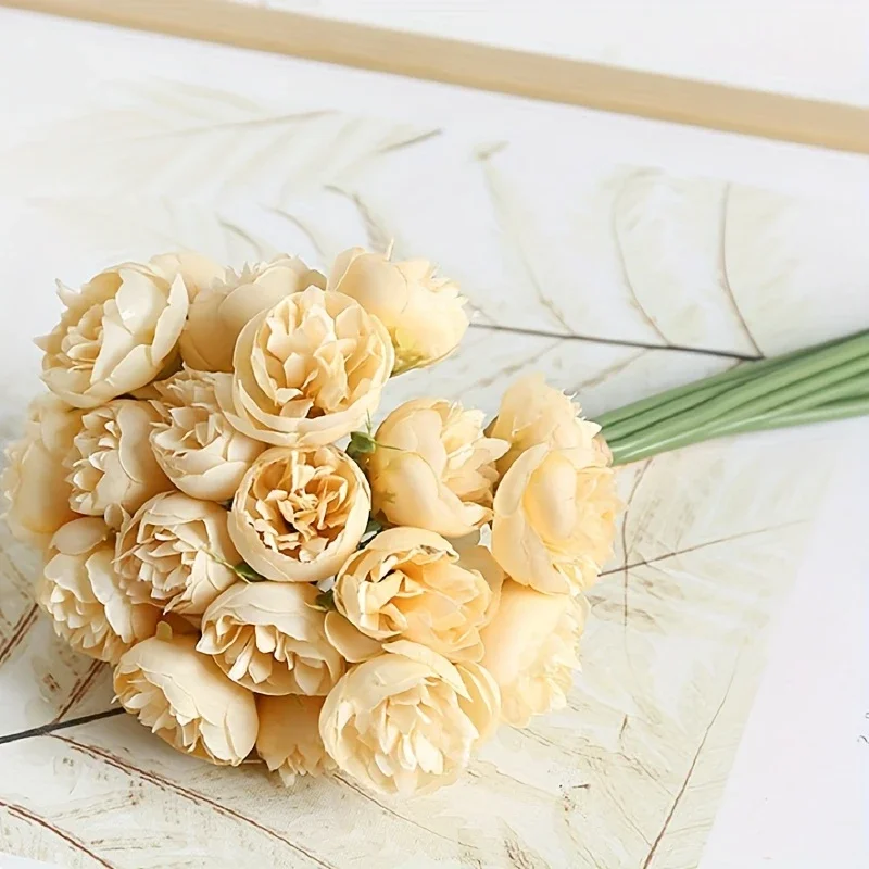 Künstliche Pfingstrose Seidenblumen 27 Köpfe Brautstrauß Hochzeit Weihnachtsdekoration Blume Home Party Tischdekoration Gefälschte Blume – Detail 12