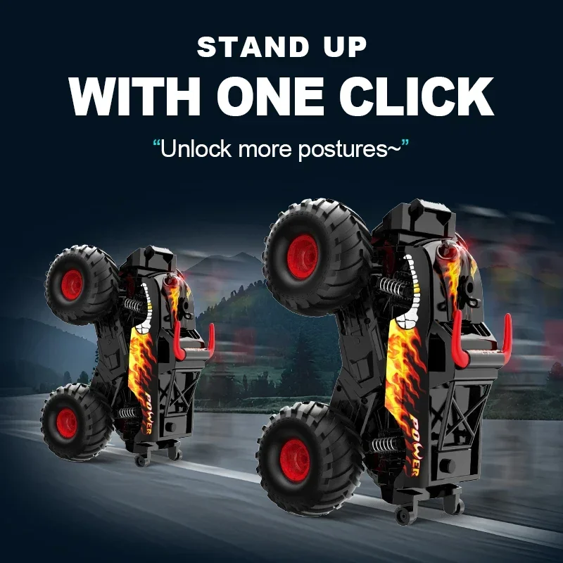 2.4GHz Amphibious Monster Truck Off-Road Car Mist Spray 360° Rotation RC Car 7.4V 1200MAH Battery Waterproof Kids Toy Vehicle
