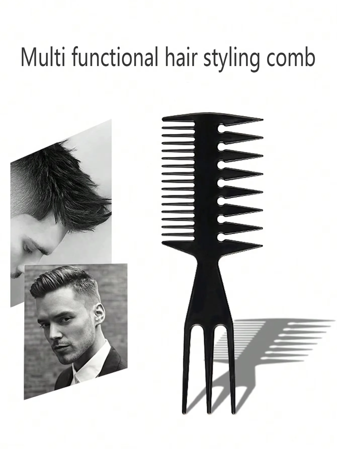 Big Teeth Double Side Tooth Combs Fish Bone Shape Hair Brush Barber Hair Dyeing Cutting Coloring Brush Man Hair Styling Tool