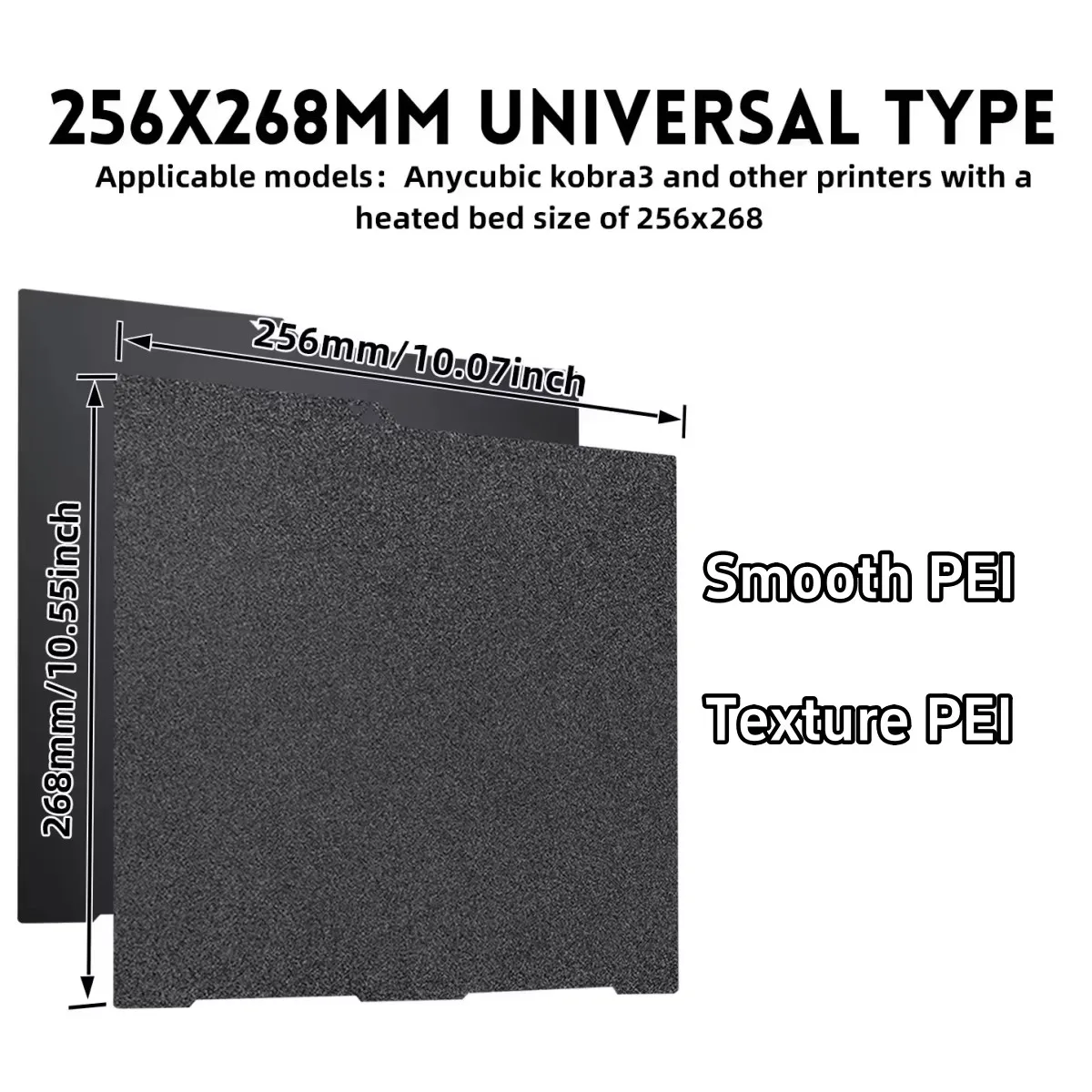 

PEI Anycubic Kobra 3 Combo Build Plate 256x268 Spring Steel Sheet PEO PET Sheet Double Sided Smooth Anycubic Kobra 3 Build Plate