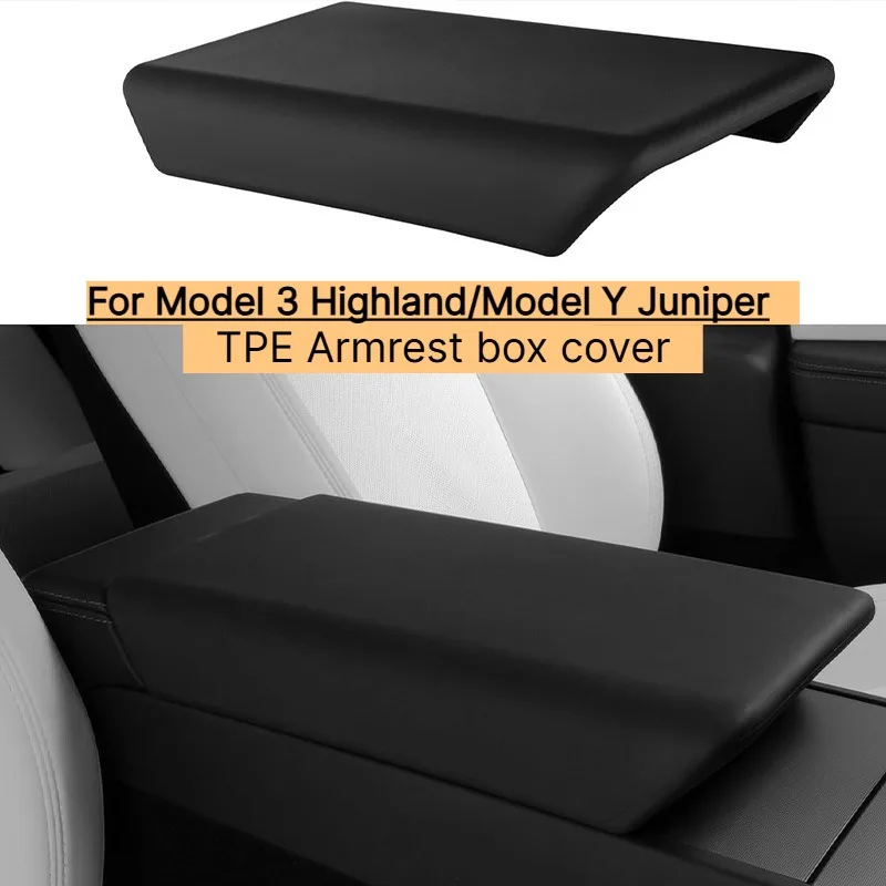 TPE Soft Center Console Armrest Lid Protector Cover For Tesla Model 3 Y Highland 2024-2026 Anti‑Scratch Car Interior Accessories