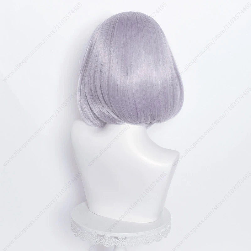 Noelle Cosplay Wig 35cm Long Silver Purple Braided Heat Resistant Synthetic Hair