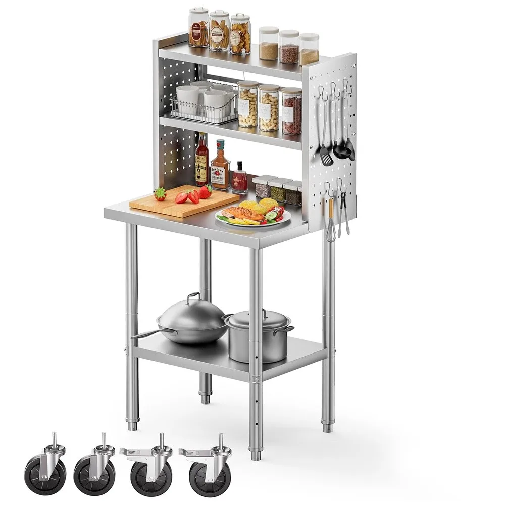 30x24 NSF Stainless Steel Prep Table with Shelf & Casters Work Bench