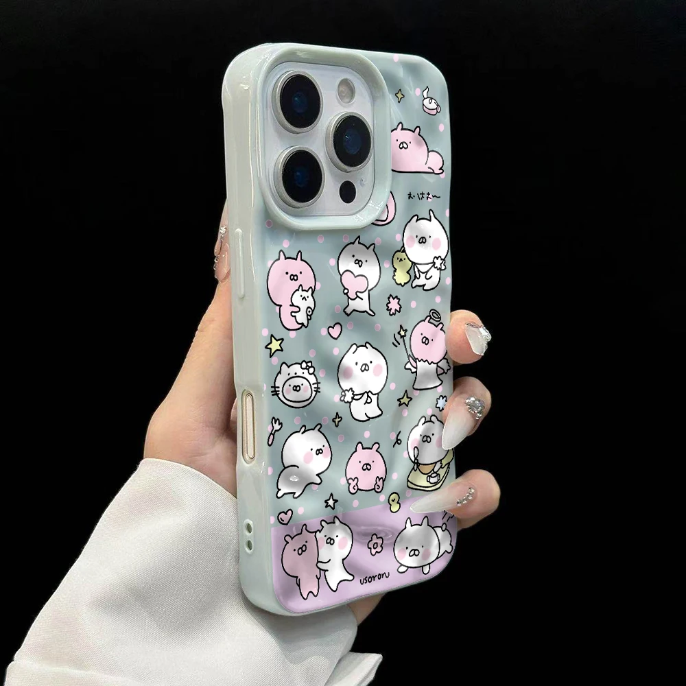 Koreanisches Kawaii-Cartoon-Design Weiche Silikon-Handyhülle für iPhone 17 16 15 14 13 12 11 Pro Max 14 Plus 17Air Falten-Wellen-Design – Detail 10