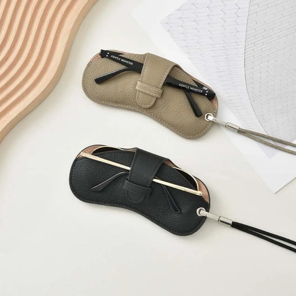 معلقة الرقبة بو الجلود نظارات حقيبة النظارات حامي حالة النظارات الشمسية الحقيبة نظارات حقيبة التخزين مع قلادة مشبك معلق