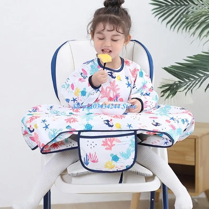 Toddler Bib Coverall Baby Feeding Bib Messproof Apron Nursing Drooling Bib Easy-Clean Oil Resistant Highchair Tablecloth
