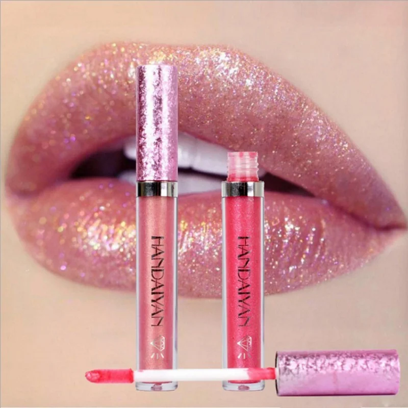 HANDAIYAN-Liquid Glitter Lipstick for Women, Glitter Gloss, Diamond Shimmer, Waterproof, Long Lasting Color