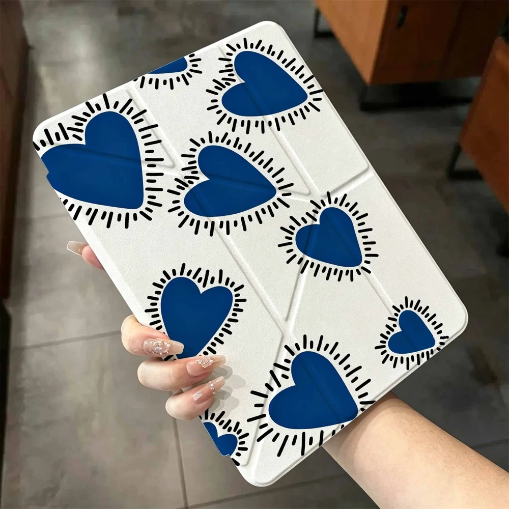 Hot Blue Heart Rays For Samsung Galaxy Tab A8 A9 A11 S6 S7 S8 S9 S10 FE Plus Lite Protective With Pen Slot Tablet Case