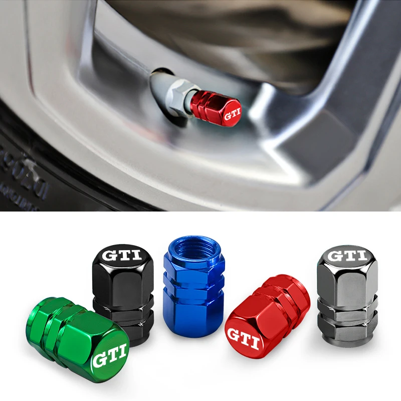 4Pcs Aluminum Alloy Car Wheel Tire Valve Caps For VW GTI Golf 5 7 Passat B5 B6 Polo Scirocco GTD Beetle Sagitar CC Tiguan Jetta