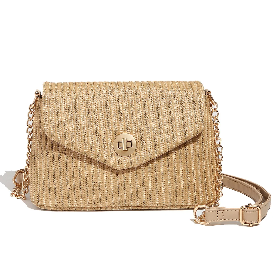 

Trend solid-color flip single-shoulder crossbody woven women's bags black apricot small flap bags summer beach straw handbags