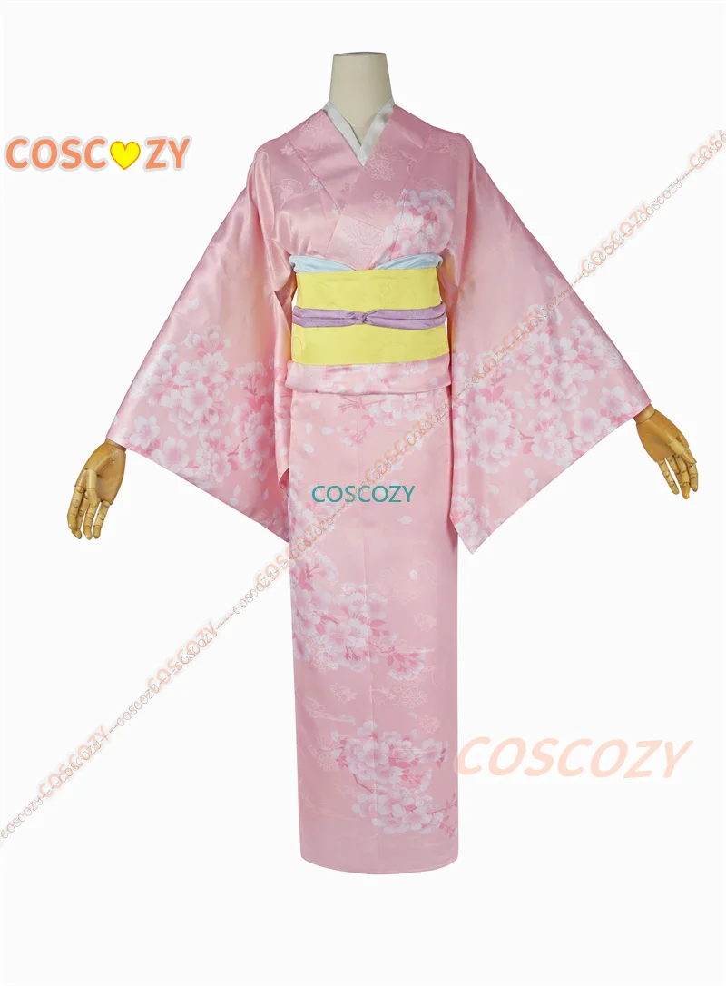 Anime meine glückliche Ehe Miyo Saimori Cosplay Kostüm Miyo Saimori Blume gedruckt rosa Kinomo Cosplay Kostüm Perücke Kopf bedeckung Set