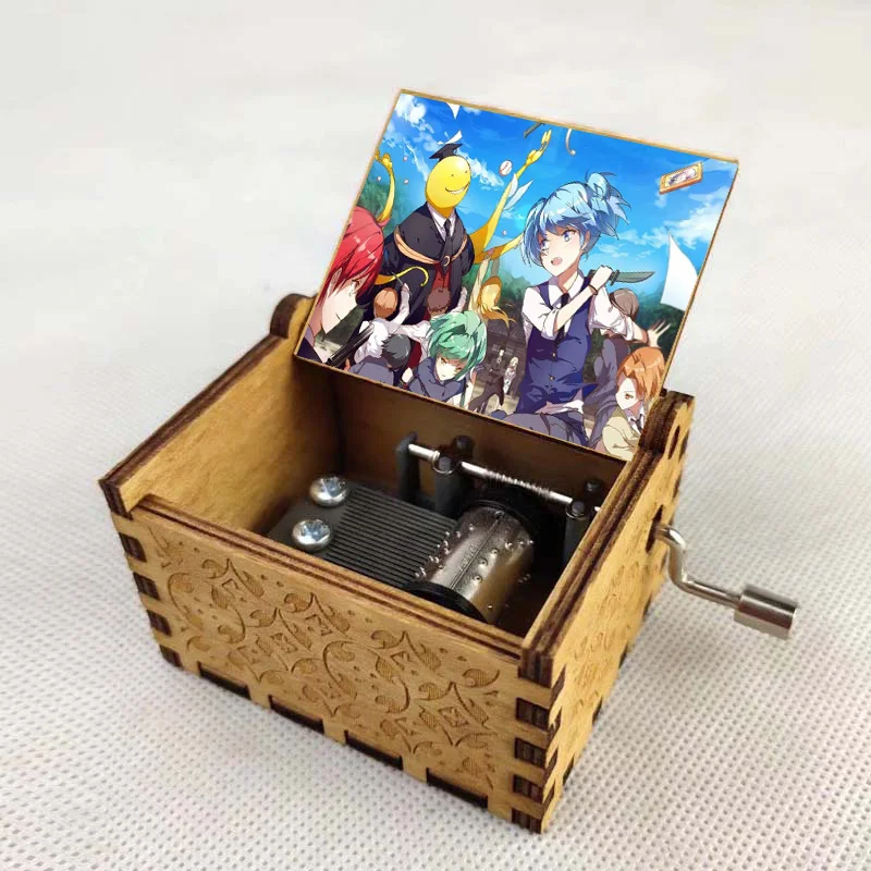 Caja de música de manivela de madera mecánica Vintage para niños, juguete de anime de nuevo diseño, regalo de Año Nuevo, regalos de cumpleaños