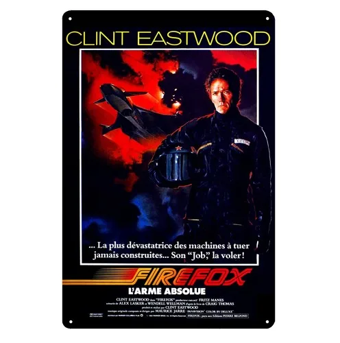 ملصق معدني لفيلم Firefox Clint مقاس 20 × 30 سم لوحة ألومنيوم قابلة للتجميع