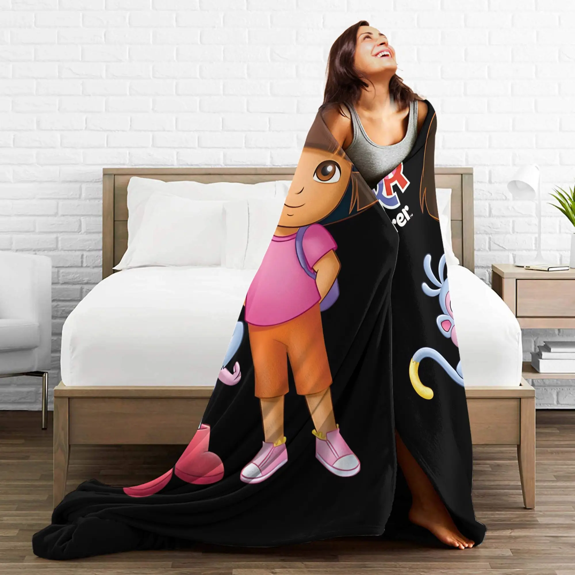 دورا المستكشف بطانية دافئة لينة الشارع الاتجاه أفخم الفراش يلقي للخارجية طائرة السفر الفانيلا المفرش غطاء السرير #4