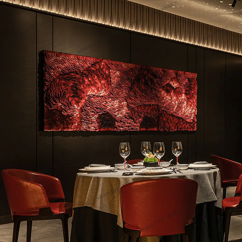 LJY new Chinese living room decorative painting high-end dining room background wall