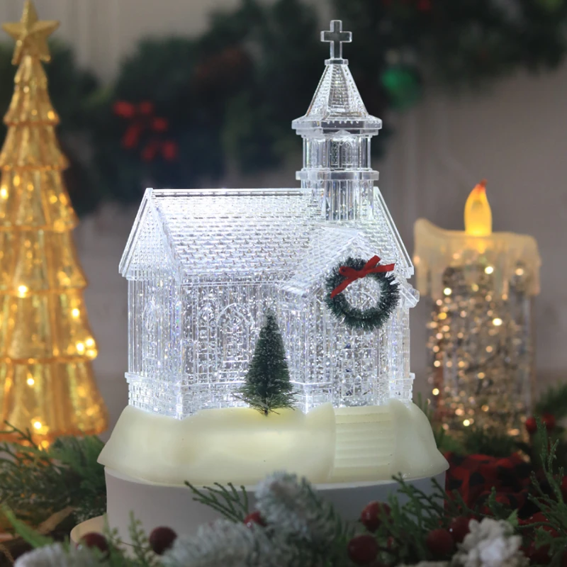 Crystal Snow House Music Box Luminous Candle Holder Decoration