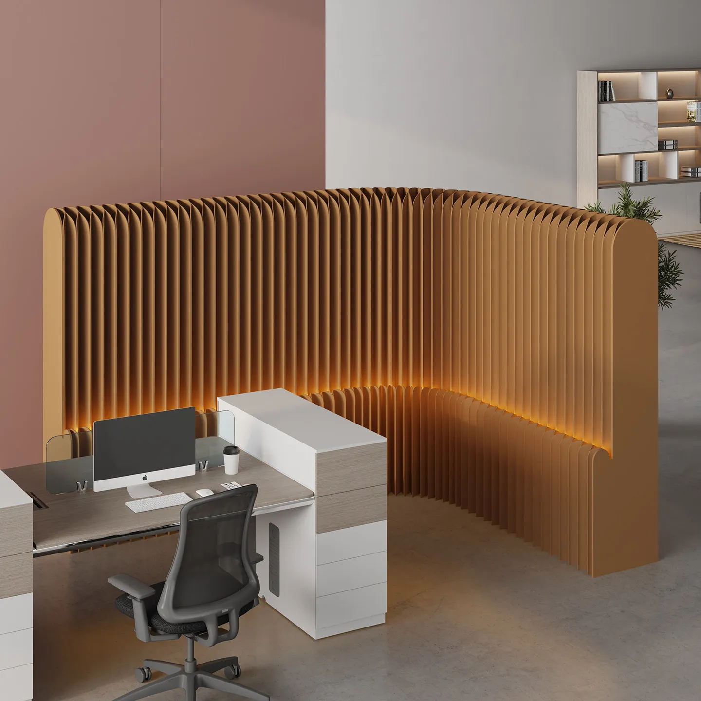 Folding white screen partition office home decoration storage 2026 new model with light room devider 책상 칸막이 desk partition