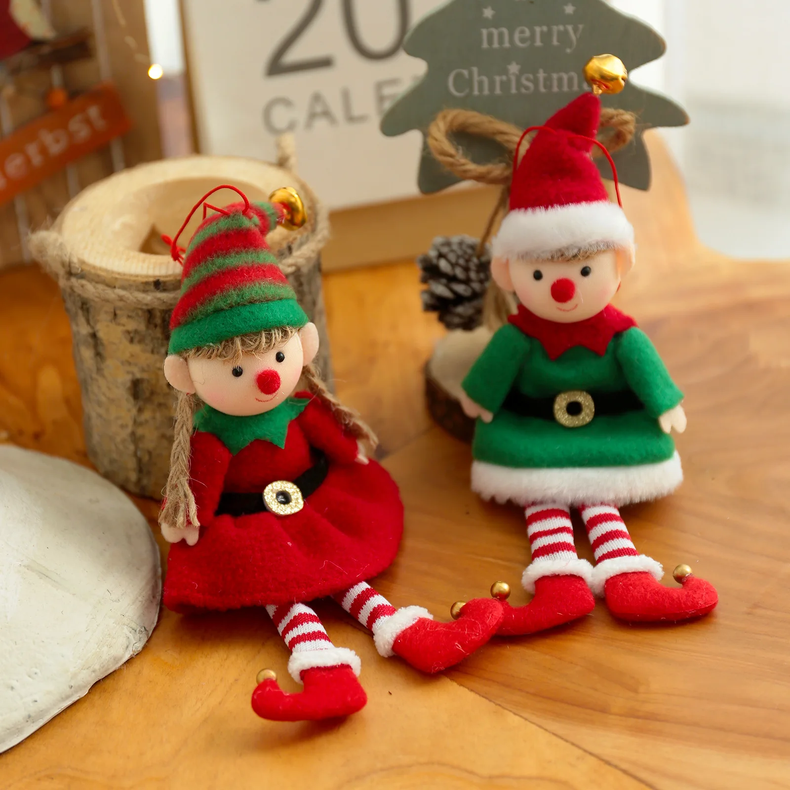 1pcs Christmas Elves Stuffed Plush Dolls Hanging Ornaments Xmas tree Decor cute Boy Girl Elf Pendant Kids Gifts New Year noel