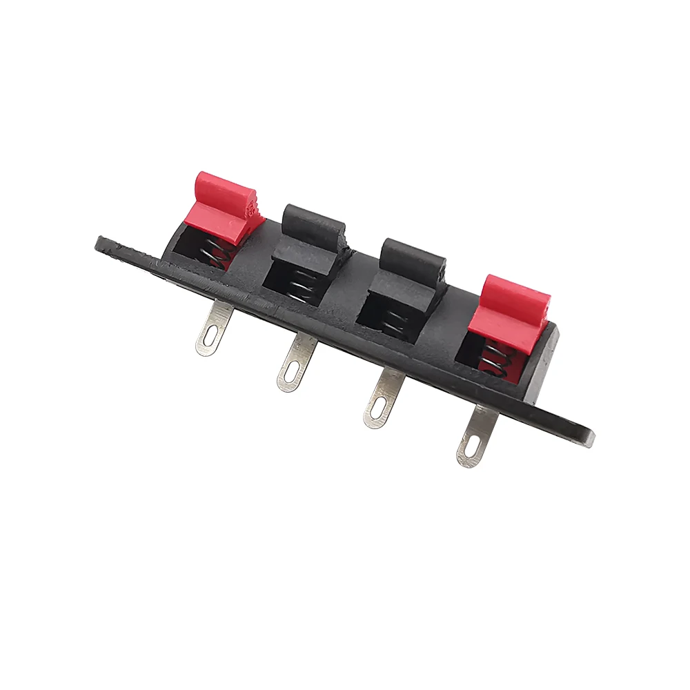 WP4 4 Positions Audio Connector Spring Terminal 4 Way Push in Audio Speaker Cable Wiring Test Clip Socket Red Black