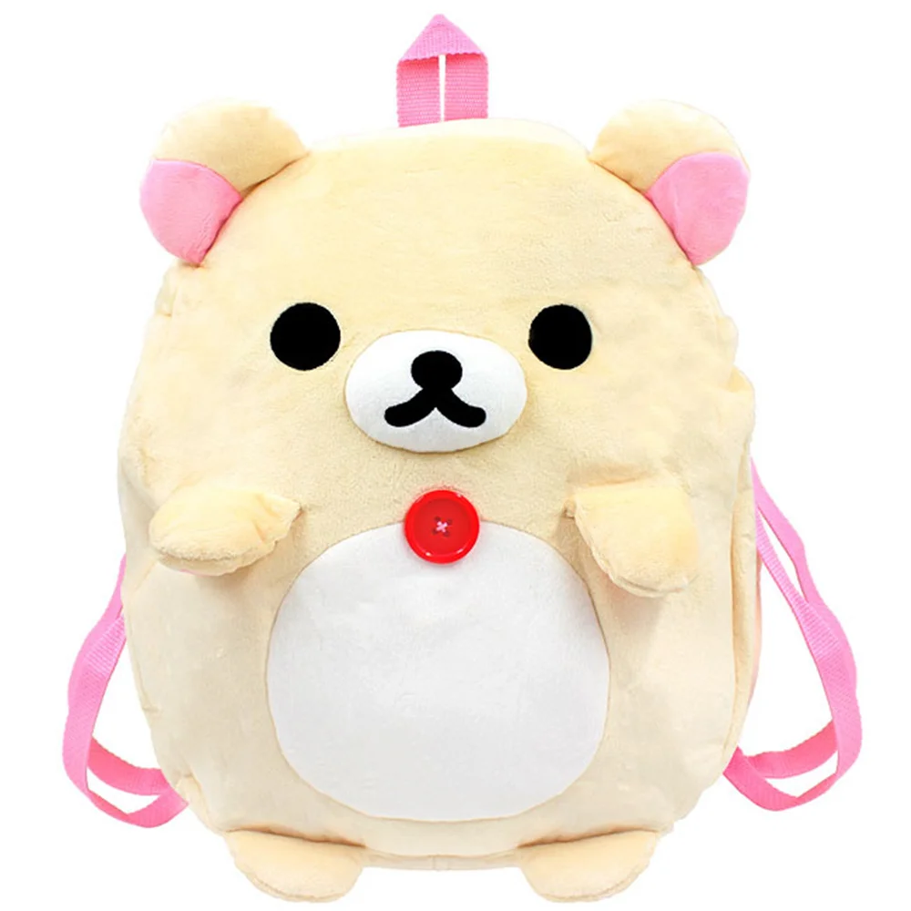 New Cute Rilakkuma Korilakkuma with Ears Pink Plush Backpack Bag Anime Bear Kawaii Rucksack Bags for Women Girls Kids Back Pack