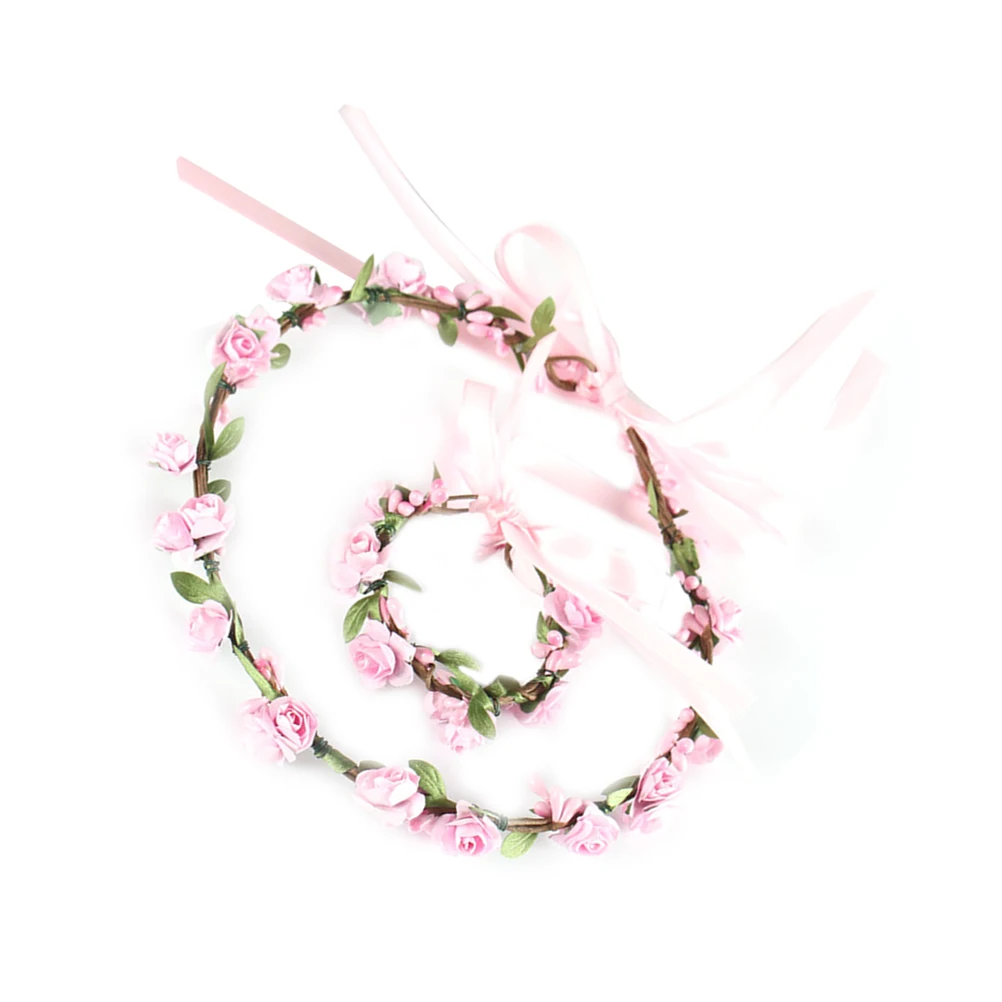 

Artificial Vine Flower Hair Hoop Lightweight Party Headwear Exquisite Craft Cosplay Festival Decorative Photo Prop Pink