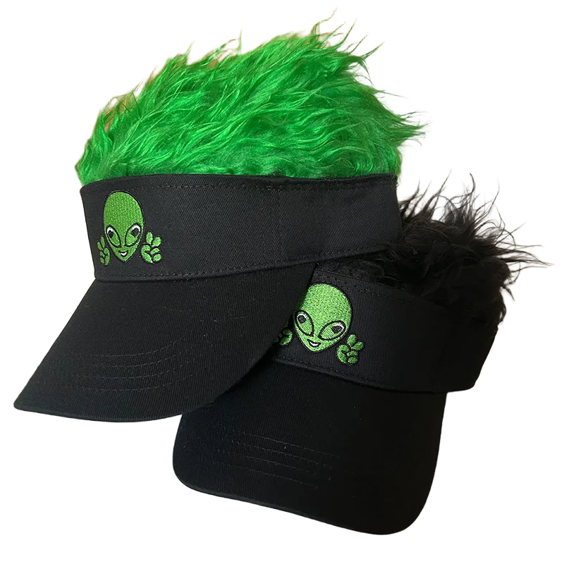

Зеленая бейсболка с вышивкой инопланетянина и парик из искусственного меха, регулируемая шапочка унисекс для мужчин и женщин