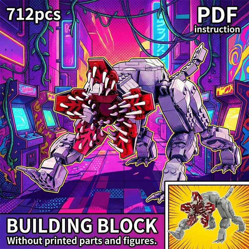 

Stranger Articulated Flower-Faced Beast MOC Block Model Sci-Fi Horror Creature Figure