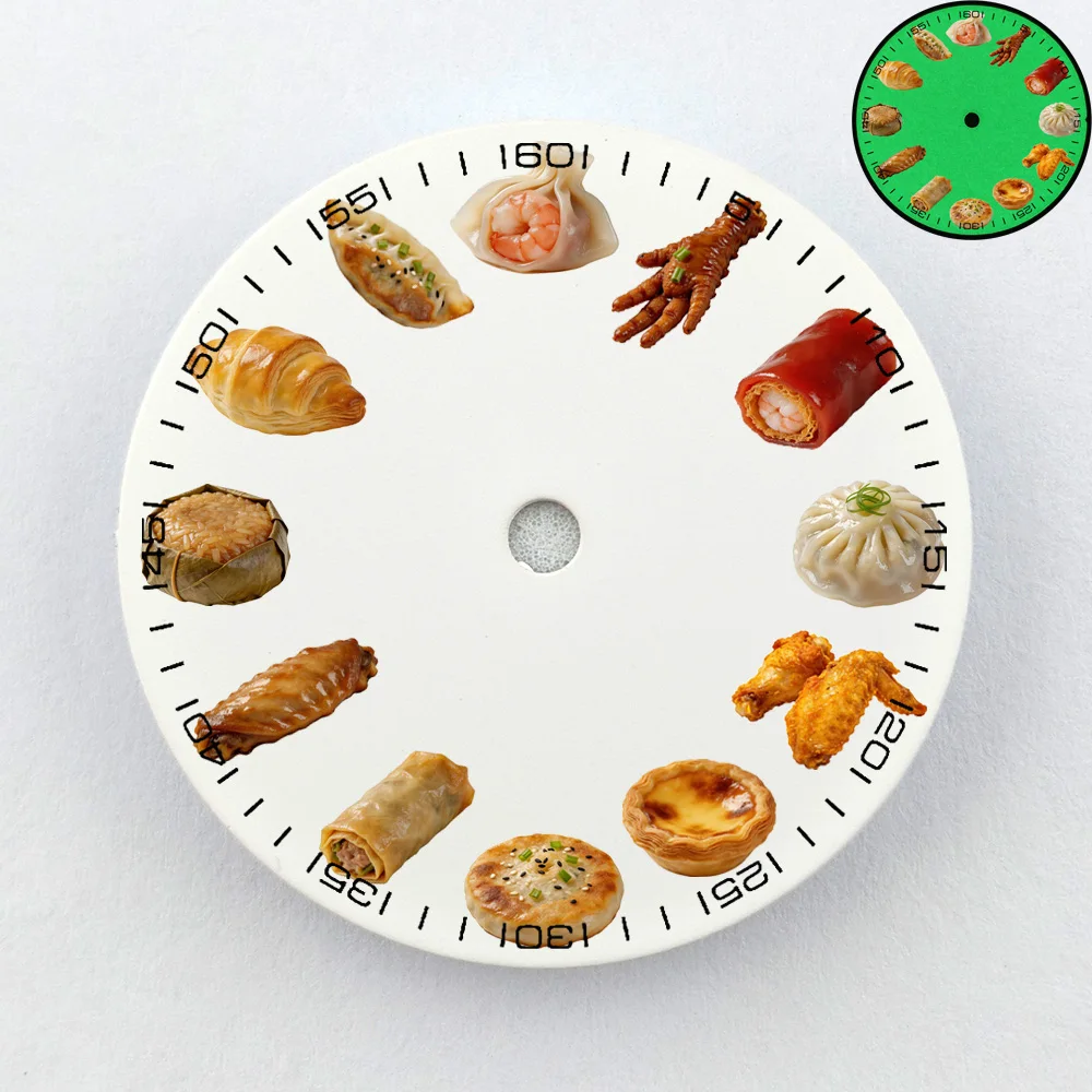 28.5mm NH35 Dial Creative Chinese Snack Fun Dial Luminous Dial NH36 Dial Watch Accessories Fits NH35/NH36 Movement Custom Logo
