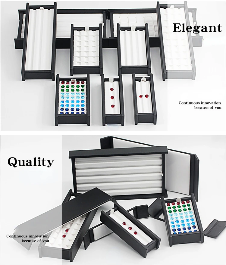 Wholesale large multi-digit gem storage box diamond display box V Groove colorful gems Box PortableGem Display Tray with Lid