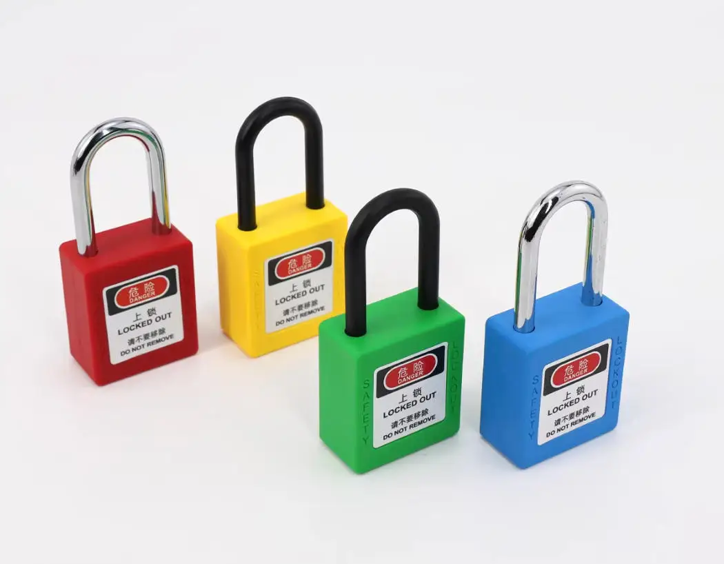Free tags 10pcs/lot security padlock Plastic Shackle safety padlock ,Nylon non conductive safety padlock unique key or same key