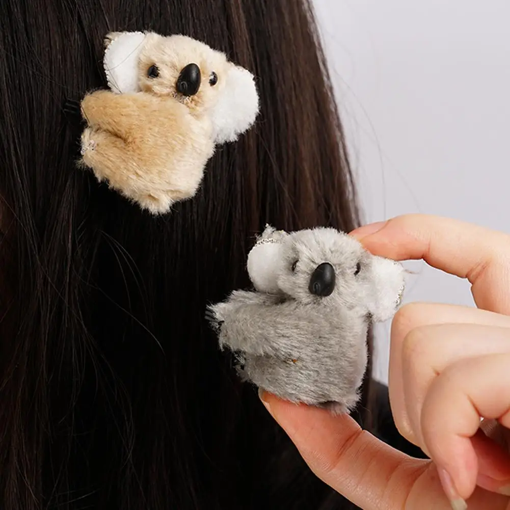 1-10Pcs Super Plush Koala Cute Fluffy Animal Hair Koala Claw Clip Bear Hair Decoration Hair Clip Hairpin Barrettes Accessories