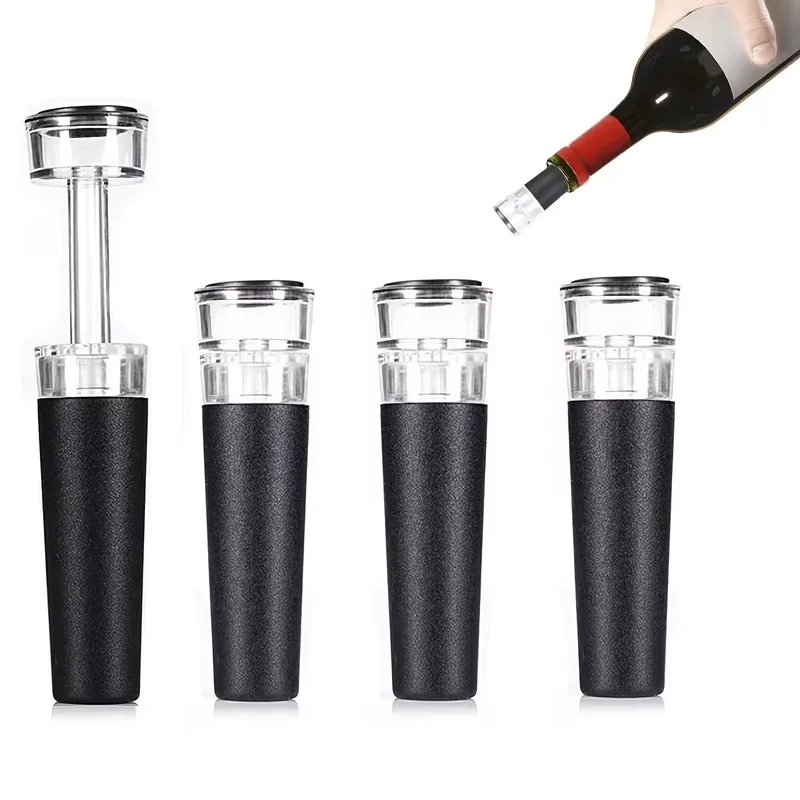 4‑Pack Reusable Vacuum Wine Stoppers with Pump, Leak‑Proof Design for Champagne Bottles, Ideal Gift for Weddings & Birthday Part