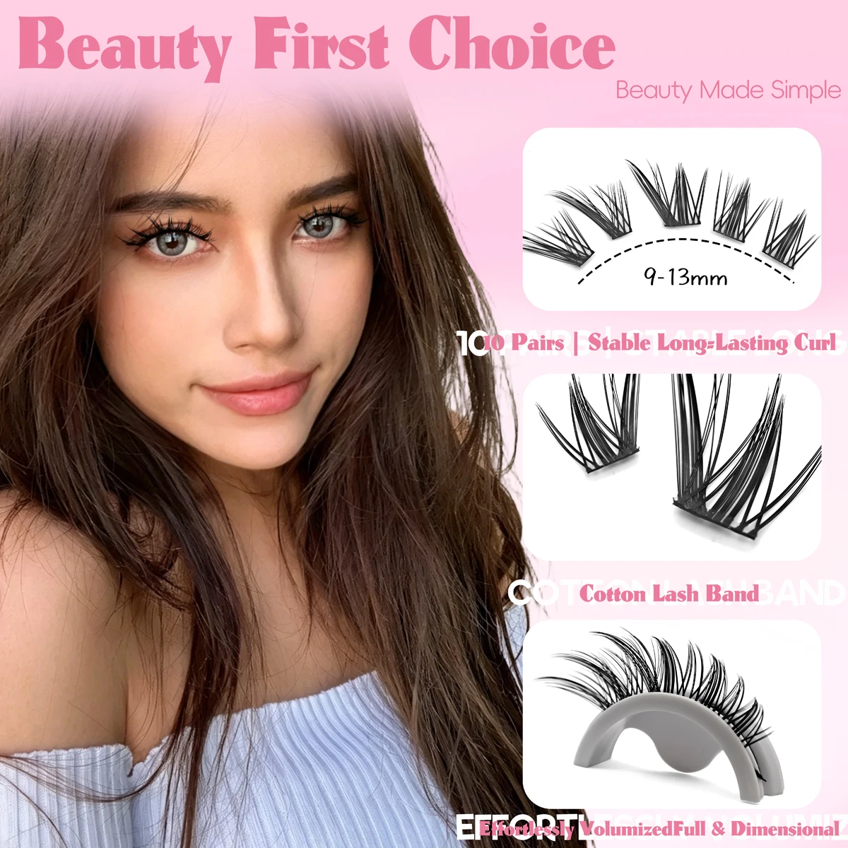 10 Rows 100 Clusters Naturally Extending Soft Light Thick Skin Friendly Non Irritating Mixed Length DIY Manga Eyelashes