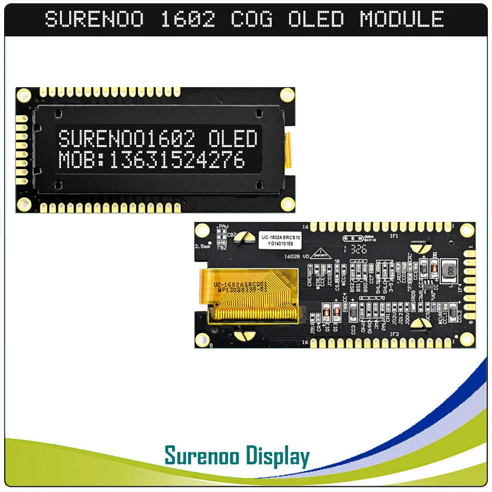 Real OLED Display, 1602 162 16*2 Character LCD Module Display LCM Screen US2066 support Parallel SPI IIC/I2C