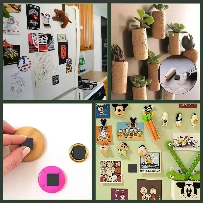200/50PCS Magnetic Dots Sheets Square Round Self Adhesive Magnet Sheet for Household Refrigerator Office DIY Craft Soft Stickers